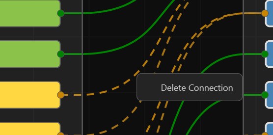 Delete Connection tooltip shown when clicking a match line