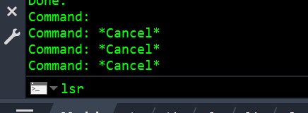 AutoCAD command line with the LSR command typed